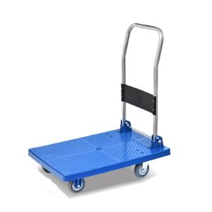 DMUNIZ Platform Trucks Flatbed Cart Platform Hand Truck Folding Moving Trolley with Quiet Wheels for Warehouse Restaurants Small Cart 440lbs Weight Capacity Push Cart