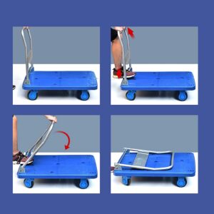 DMUNIZ Platform Trucks Flatbed Cart Platform Hand Truck Folding Moving Trolley with Quiet Wheels for Warehouse Restaurants Small Cart 440lbs Weight Capacity Push Cart