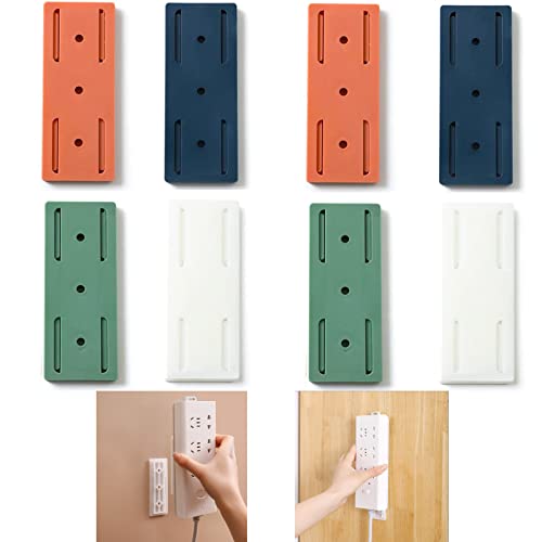 8 Pcs Adhesive Punch-Free Socket Holder, Power Strip Holder Wall Mount, self-Adhesive Desktop Socket Fixer, Adhesive Socket Holder, Desktop mountable Plug-in Socket Fixer Bracket Stand