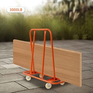 Drywall Cart Commercial 3000LBS Load Capacity Heavy Duty Drywall Sheet Cart & Panel Dolly with 4 Swivel Wheels - Orange