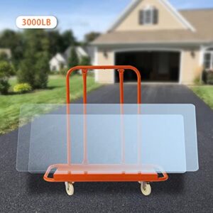 Drywall Cart Commercial 3000LBS Load Capacity Heavy Duty Drywall Sheet Cart & Panel Dolly with 4 Swivel Wheels - Orange