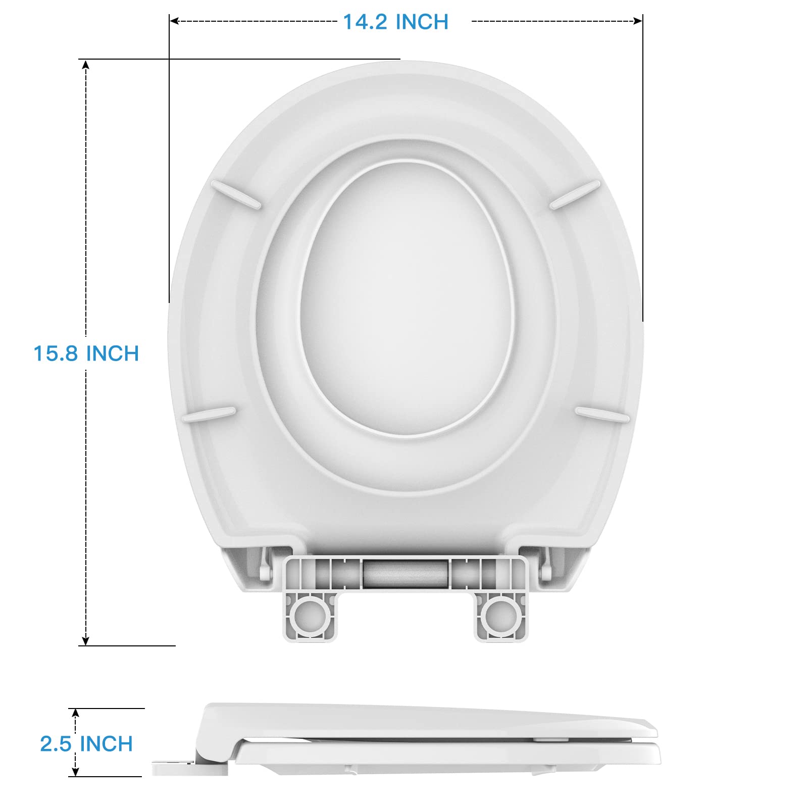 Toilet Seat, Round Toilet Seat with Toddler Seat Built in, Potty Training Toilet Seat Round Fits Both Adult and Child, with Slow Close and Magnets- Round