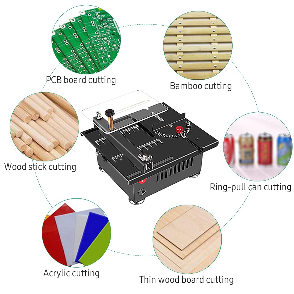 Weytoll Multi-Functional Table Saw,100W Mini Desktop Electric Saw Cutter Speed & Angle Adjustable 16MM Cutting Depth with Blade Flexible Shaft and More Accessories for Wood Plastic Acrylic Cutting