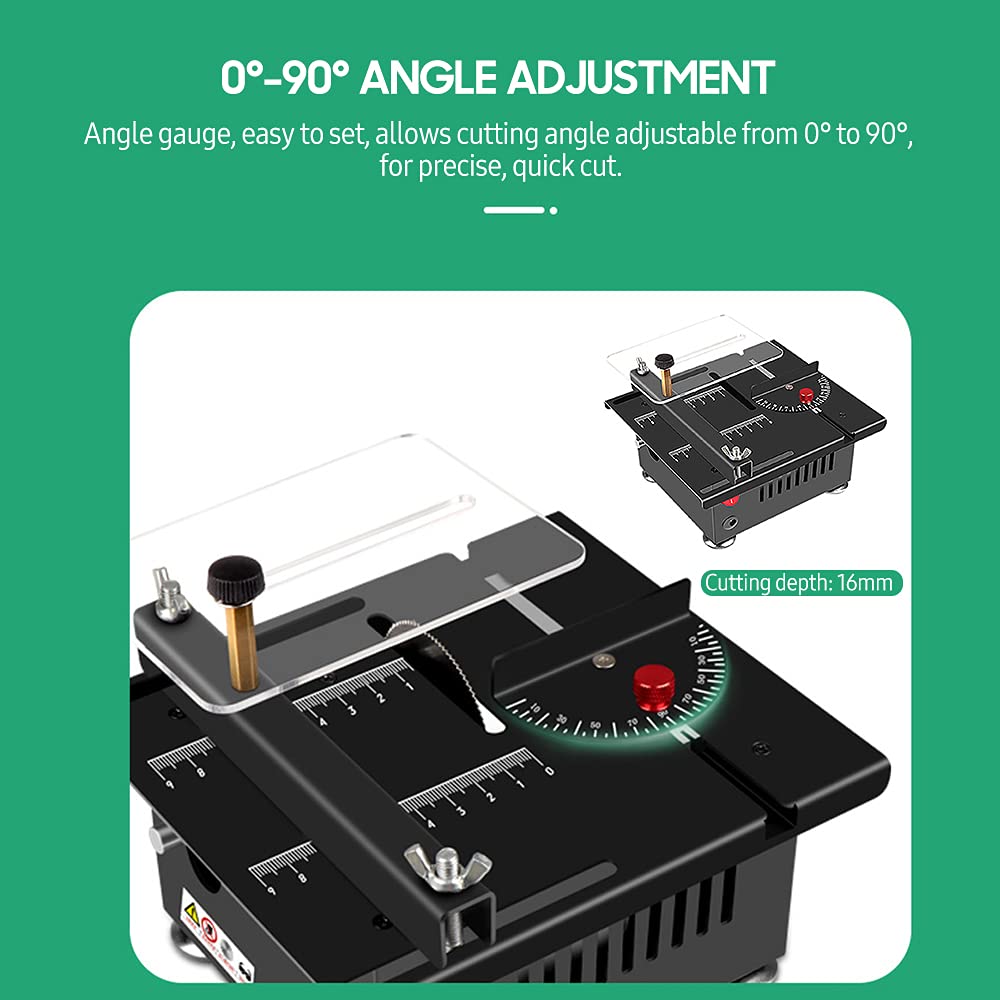 Weytoll Multi-Functional Table Saw,100W Mini Desktop Electric Saw Cutter Speed & Angle Adjustable 16MM Cutting Depth with Blade Flexible Shaft and More Accessories for Wood Plastic Acrylic Cutting