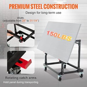 VEVOR Material Mate Panel Cart and Shop Stand, 4 x 4” Smooth Rolling Casters, Adjustable Width 22''-30-1/4'', Rigid Iron Frame Construction Plywood Cart, Mobile Workbench for Tools and Accessories