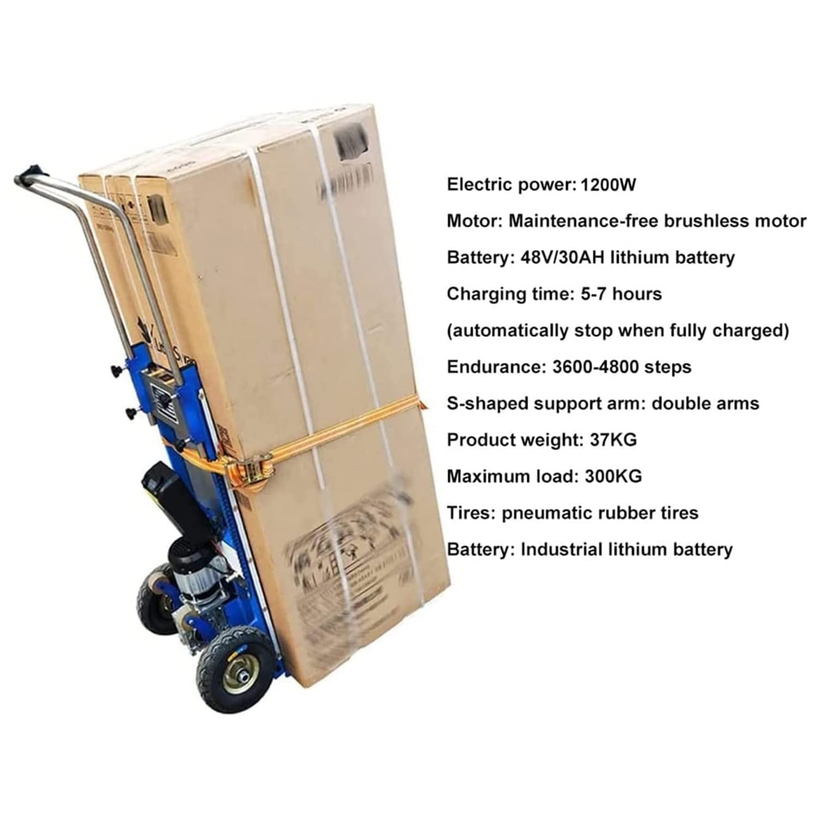 WTHOME Hand Truck Stair Climber Electric, 250kg Load Capacity - Up & Down Stairs, 1200W Brushless Motor & 48V Removable Battery Pack, Portable Electric Stair Climbing Sack Toboggan