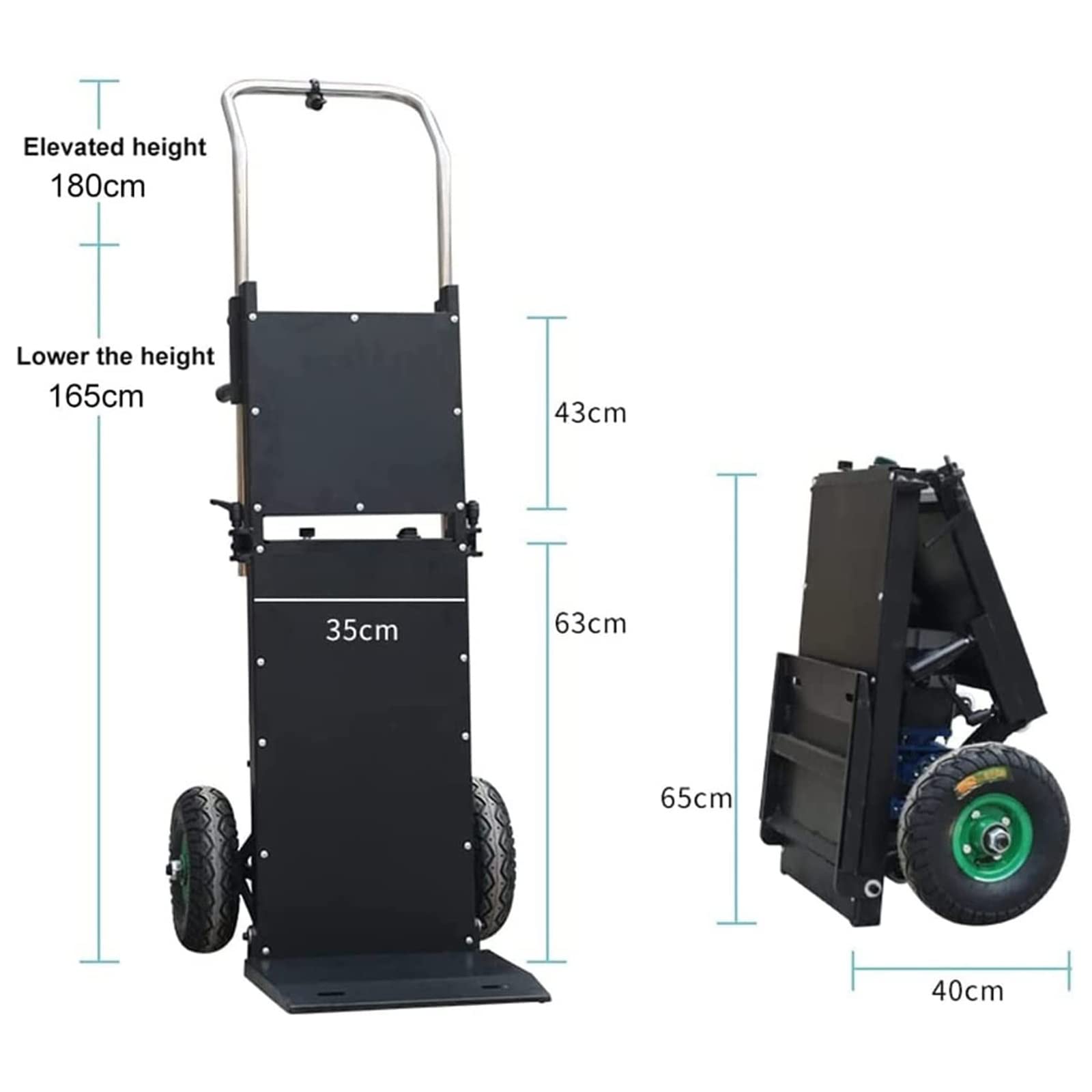 WTHOME Electric Hand Truck Stair Climber, Electric Folding Hand Truck, Telescopic Handle, Maintenance-Free Brushless Motor - Detachable Battery, Labor-Saving and Convenient Truck (Size : 48V)