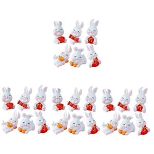 kisangel 24 pcs lucky rabbit 2023 chinese new year rabbit easter bunny rabbit zodiac rabbit figurine miniature rabbit figurine decoraciones para salas de casa resin cartoon statuette