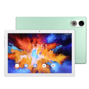 hd 10.1 inch tablet, octa core 20mp rear camera 4g lte phone tablet type c charging us plug 100‑240v for work for office (green)
