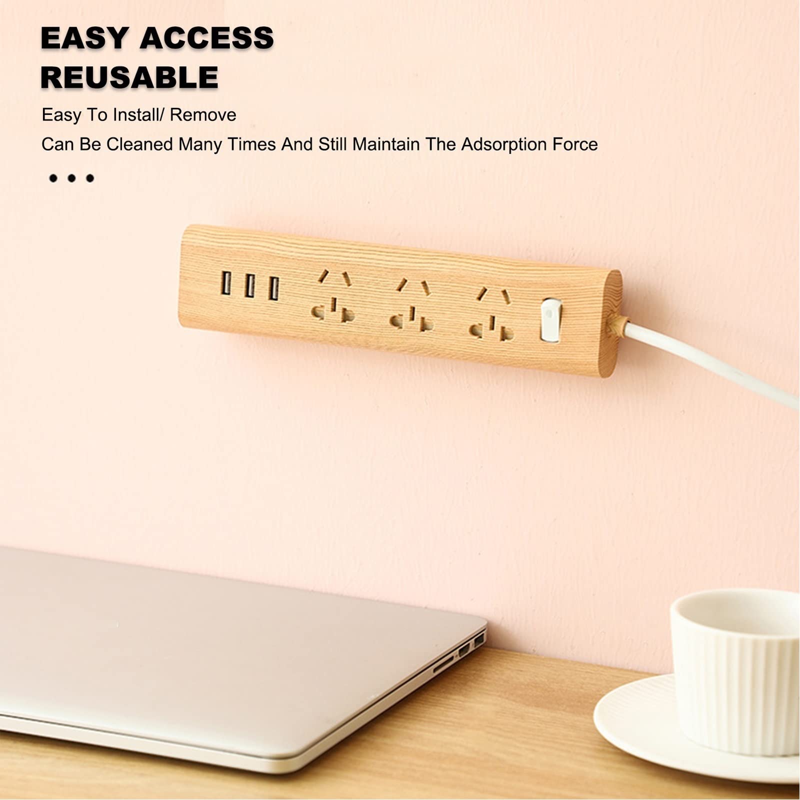 SHIN NANA 16PCS Self-Adhesive Garden Wall Socket Fixer, Desktop Mountable Plug-in Socket Fixer Bracket Stand, Adhesive Punch Free Socket Holder, for Desk, Wall, Paper Towel Box