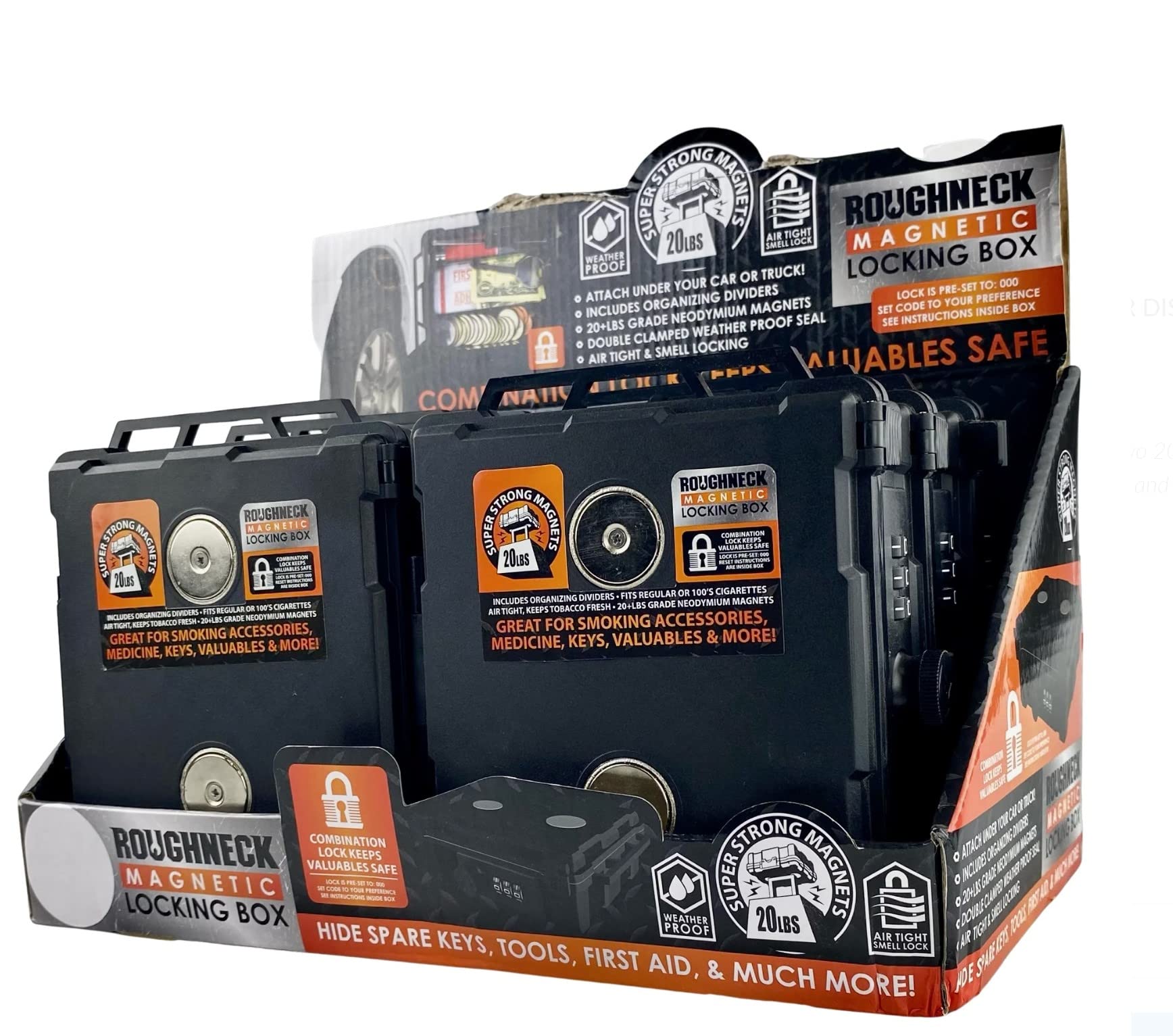 Roughneck Magnetic Locking Box - Impulse Retail Ready Display of 6 Each