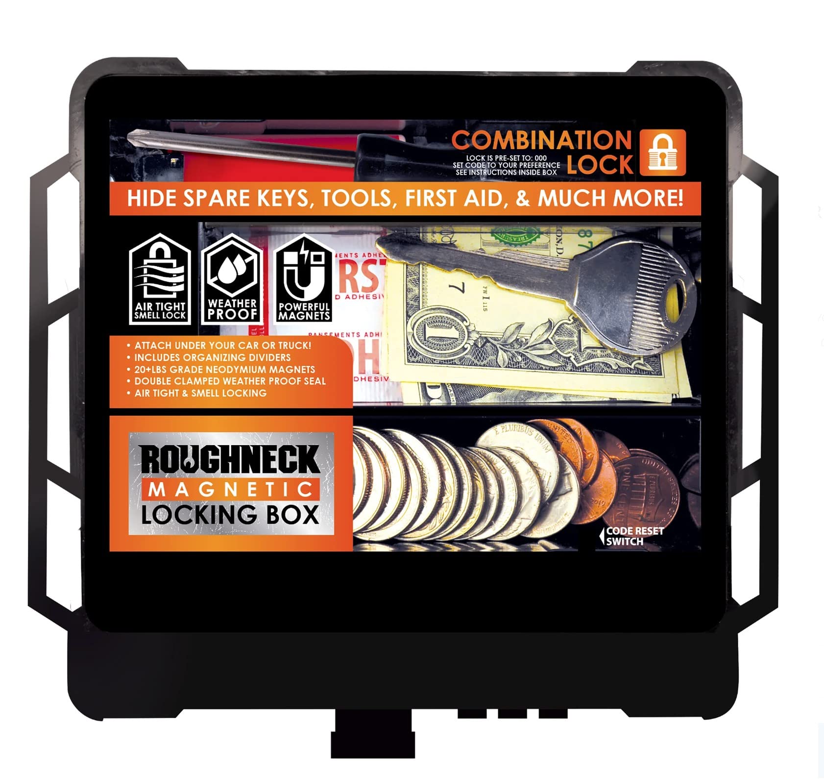 Roughneck Magnetic Locking Box - Impulse Retail Ready Display of 6 Each