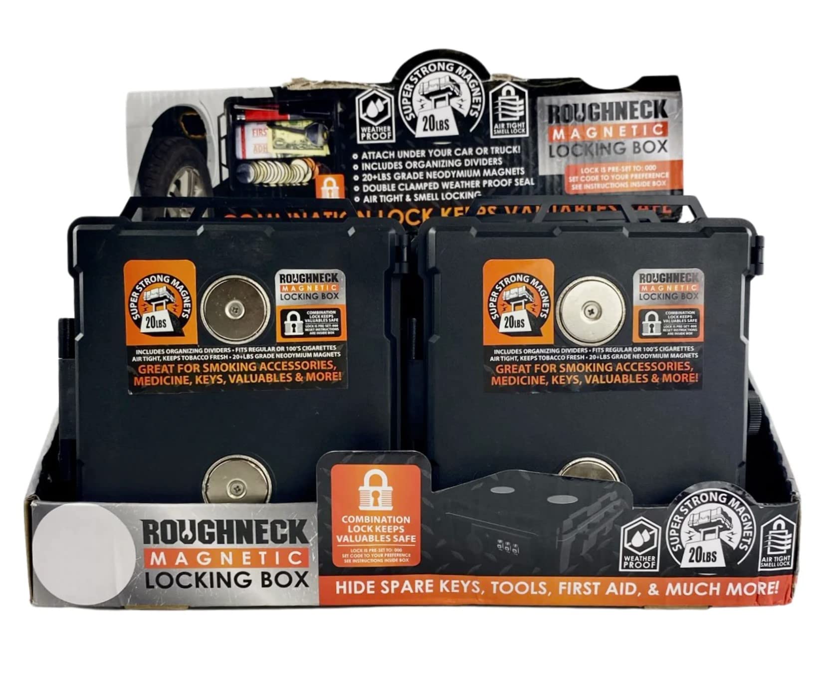 Roughneck Magnetic Locking Box - Impulse Retail Ready Display of 6 Each