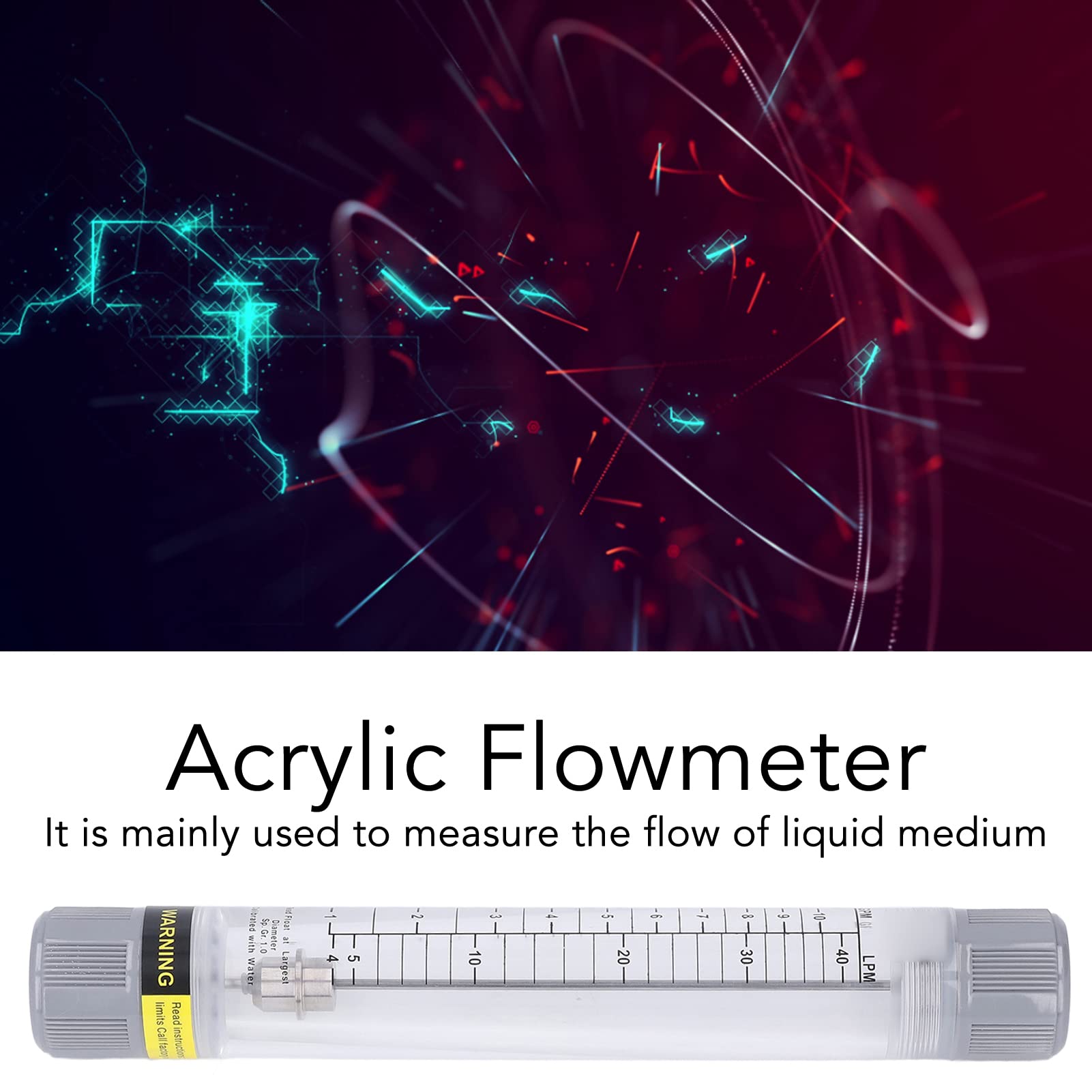 Liquid Flow Meter, Accuracy Flowmeter Tube Type Durable Acrylic 1-10GPM for Factory
