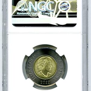 2022 CA CANADA $2 BLACK RING QUEEN ELIZABETH POLAR BEAR TOONIE FIRST RELEASES IN WHITE CORE $2 NGC MS 67