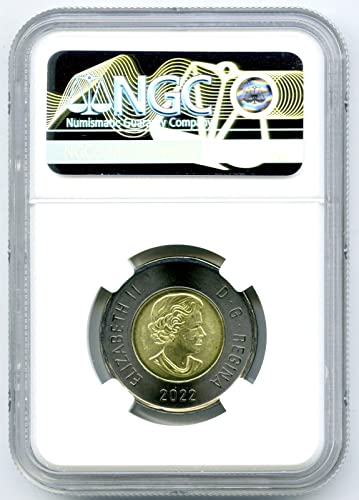 2022 CA CANADA $2 BLACK RING QUEEN ELIZABETH POLAR BEAR TOONIE FIRST RELEASES IN WHITE CORE $2 NGC MS 67