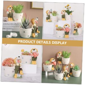 ORFOFE 2 Pcs Succulent Flower Pot Plant Decor Wall Plant Shelf Mini Containers Plant Holder Bowl Succulent Pot Dog Decorative Flowerpot Lovely Planter Home Adornment Resin Planting Pot