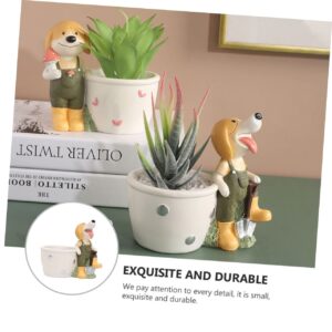 ORFOFE 2 Pcs Succulent Flower Pot Plant Decor Wall Plant Shelf Mini Containers Plant Holder Bowl Succulent Pot Dog Decorative Flowerpot Lovely Planter Home Adornment Resin Planting Pot