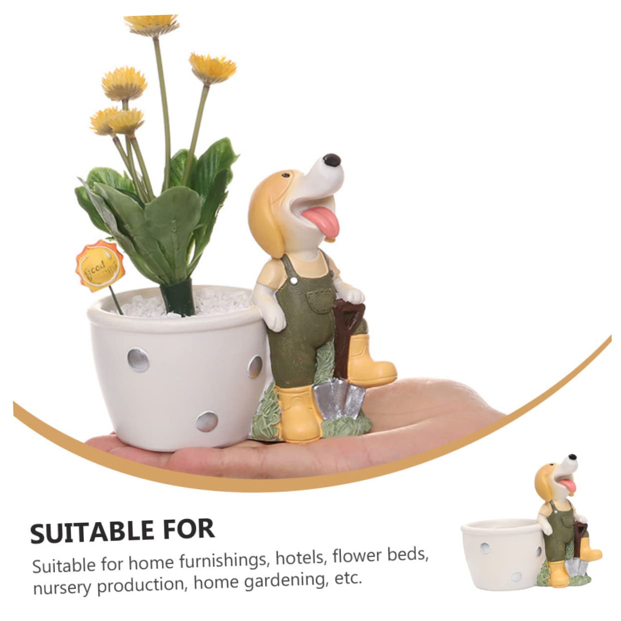 ORFOFE 2 Pcs Succulent Flower Pot Plant Decor Wall Plant Shelf Mini Containers Plant Holder Bowl Succulent Pot Dog Decorative Flowerpot Lovely Planter Home Adornment Resin Planting Pot