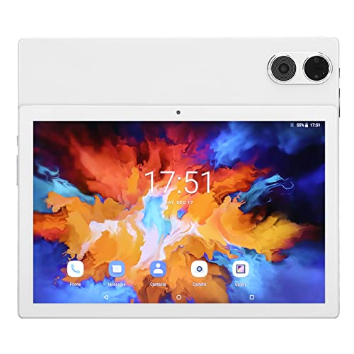 4G LTE Phone Tablet, HD 10.1 Inch Tablet Type C Charge 512GB US Plug Expandable 100‑240V 2.4G 5G WiFi 8GB RAM 128GB ROM for Learning for Office (White)