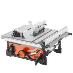 VEVOR Table Saw for Jobsite, 10-inch 15-Amp, 25-in Max Rip Capacity, Cutting Speed up to 4500RPM, 40T Blade, Portable Compact Tablesaw with Sliding Miter Gauge DIY Woodworking and Furniture Making