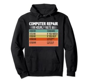 computer repair hourly funny humor-saying quote gifts dad pullover hoodie