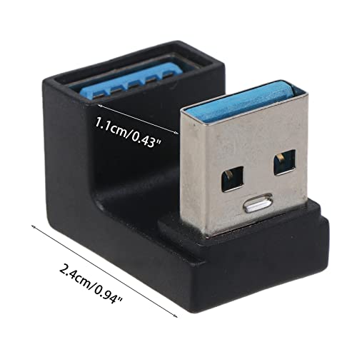 Diarypiece USB 3.0 Male To Female Adapter Connector,180 Degree Up Down Jack Connector for Notebook Laptop