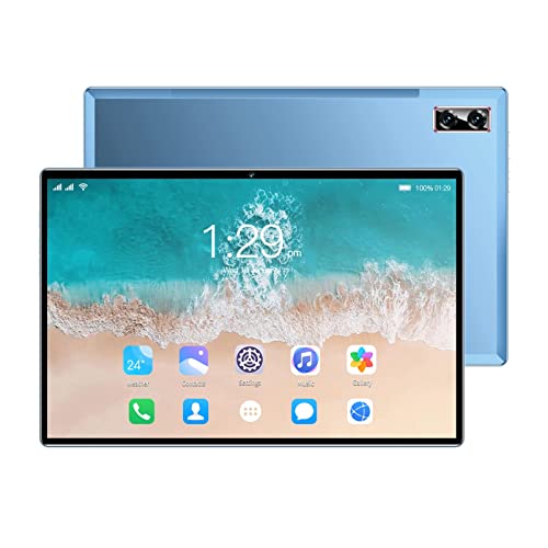 Naroote Office Tablet, HD Tablet 13Mp Camera 6GB RAM 256GB ROM Octa Core CPU 5G WiFi 100‑240V for Work (Blue)