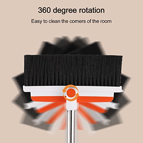 Idoravan Indoor Broom and Dustpan Set, 360° Rotatable Dust Pan and Broom, Dustpan Combo for Home Kitchen Office Indoor Outdoor Sweeping 35 Inch Broom for Floor Cleaning Standing Dustpan with Teeth