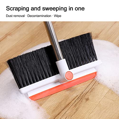 Idoravan Indoor Broom and Dustpan Set, 360° Rotatable Dust Pan and Broom, Dustpan Combo for Home Kitchen Office Indoor Outdoor Sweeping 35 Inch Broom for Floor Cleaning Standing Dustpan with Teeth