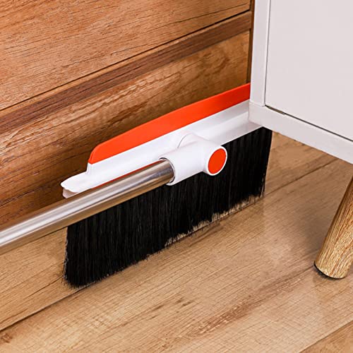 Idoravan Indoor Broom and Dustpan Set, 360° Rotatable Dust Pan and Broom, Dustpan Combo for Home Kitchen Office Indoor Outdoor Sweeping 35 Inch Broom for Floor Cleaning Standing Dustpan with Teeth