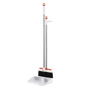 Idoravan Indoor Broom and Dustpan Set, 360° Rotatable Dust Pan and Broom, Dustpan Combo for Home Kitchen Office Indoor Outdoor Sweeping 35 Inch Broom for Floor Cleaning Standing Dustpan with Teeth