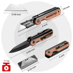 WORKPRO 2-in-1 Folding Utility Knife And Box Cutter with 25pcs SK5 Blades Extra