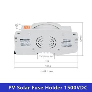 5Pcs PV Solar Fuse Holder 1500VDC High Pressure Current Limit for Photovoltaic System Combiner Box Safety Protection