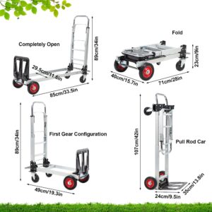 sujinxiu Aluminum Alloy Folding Trolley,Folding Dolly Cart with Wheel,Collapsible Utility Metal Dolly Portable Shopping Cart