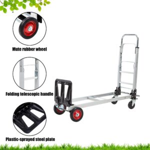 sujinxiu Aluminum Alloy Folding Trolley,Folding Dolly Cart with Wheel,Collapsible Utility Metal Dolly Portable Shopping Cart