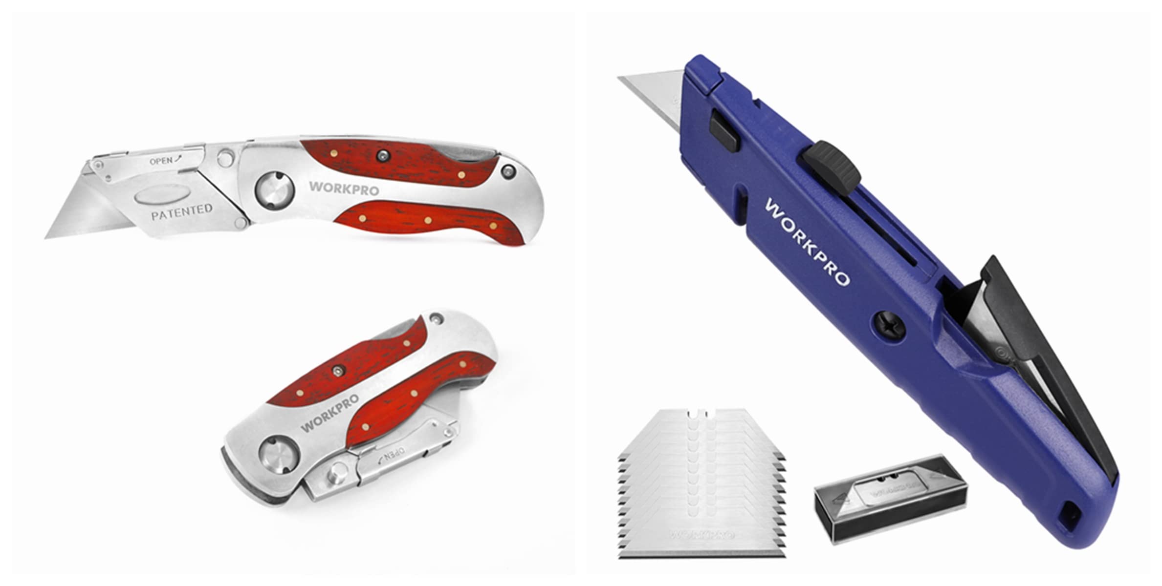 WORKPRO Utility Knife & Retractable Box Cutter With 13pcs SK5 Blades Extra