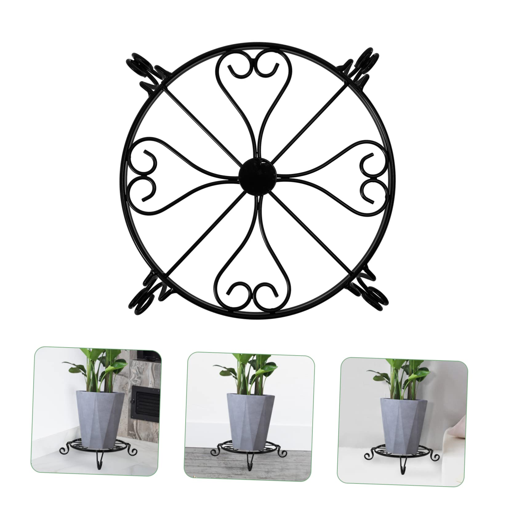 Yardenfun 3 Pcs Flower Stand Iron Vase Holder Round Black Plant Stand Metal Plant Holder Heavy Duty Flower Pots Holder Shelving Brackets Flowerpot Holder Iron Plant Stand Indoor Pot Rack