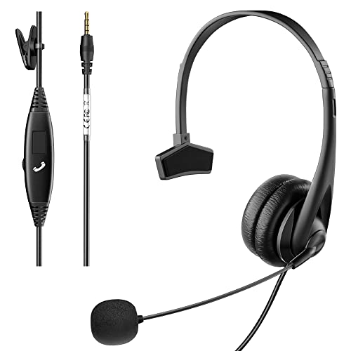 Voistek 3.5mm Headset with Microphone for Computer, Wired Headset with Microphone,Cell Phone Headset with Mute Volume Control for PCS, Cell Phones in The Classroom or Home