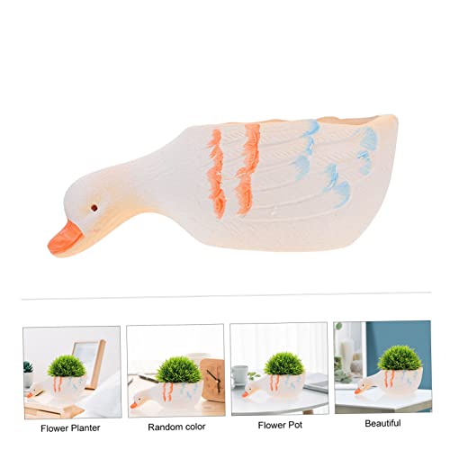 NUSITOU 4 pcs Pottery Pen Ceramic Decorative Creative Random Succulents Swan Home Succulent Animals Window Resin Figure Holder Pots for Planters Plant Bonsai Mini Flowerpot Animal