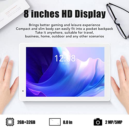 Shanrya 8.0 Inch Tablet, Dual Cameras Octa Core Processor 8 Inch IPS Display 5G Dual Band WiFi Portable Tablet for Home for Travel (US Plug)