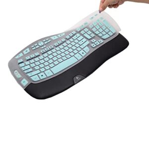 keyboard cover for logitech k350 mk550 mk570 wireless wave keyboard,dust-proof silicone keyboard protector skin for logitech k350 mk550 mk570 keyboard protective accessories(gradient mint)