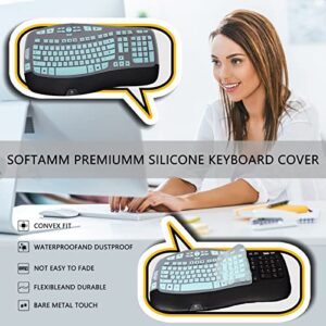 Keyboard Cover for Logitech K350 MK550 MK570 Wireless Wave Keyboard,Dust-Proof Silicone Keyboard Protector Skin for Logitech K350 MK550 MK570 Keyboard Protective Accessories(Gradient Mint)