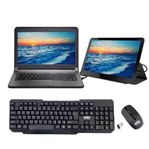 13.3 inch laptop hd screen, intel core i3 5th gen, 8gb ddr3 ram, 256gb ssd, mtg portable monitor, webcam, wi-fi, bluetooth, win 10 pro (renewed)