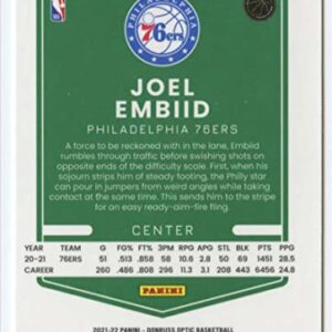 2021-22 DONRUSS OPTIC #88 JOEL EMBIID PHILADELPHIA 76ERS BASKETBALL OFFICIAL TRADING CARD OF THE NBA