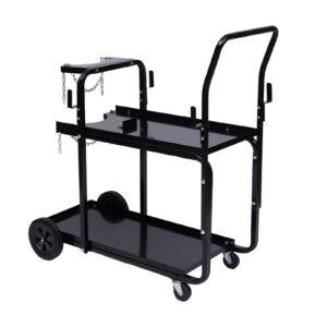 welding trolly cart -tier heavy duty dual cylinder rack cart storage trolley workshop organizer for home garages, workshops, repair stores transporting and storing welders