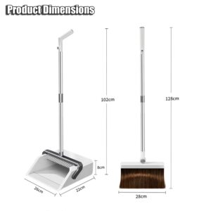 RUNLAIKEJI Broom and Dustpan Set, Dustpan and Broom Set Long Handle, Broom and Dustpan Set Heavy Duty, Broom and Dustpan Set for Home, for Office Home Kitchen Lobby Indoor Floor Cleaning Use