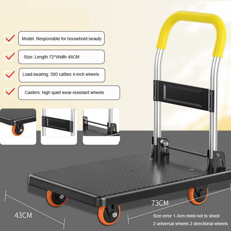 Multifunctional Folding Trolley, Platform Hand Truck Foldable Push Cart Dolly Heavy Duty Space Saving Collapsible for Loading and Storage