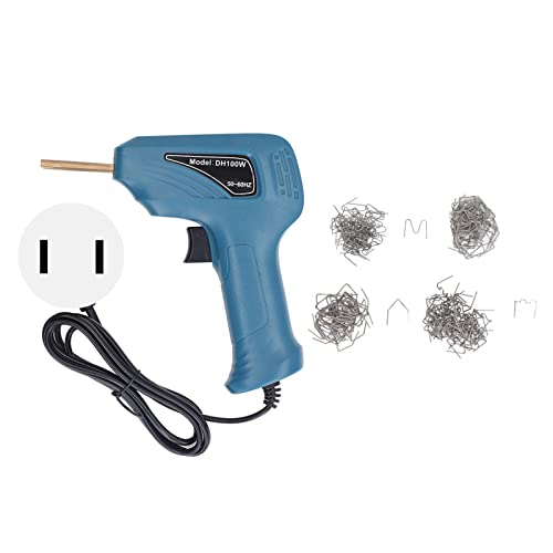 Plastic Welding Torch, Plastic Welder Staples Gun Kit, Bumper Repair Kit Plastic Crack Repair Kit, Car Bumper Repair Kit, Hot Stapler Flat/Outside Corner/Inside Corner/Wave Staples(Cyan US Plug)