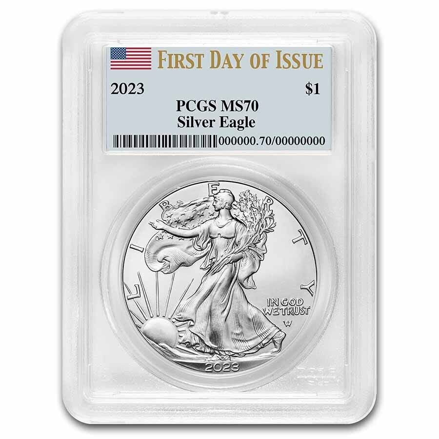 2023 No Mint Mark 2023 American Silver Eagle MS-70 PCGS (First Day of Issue) $1 PCGS MS-70